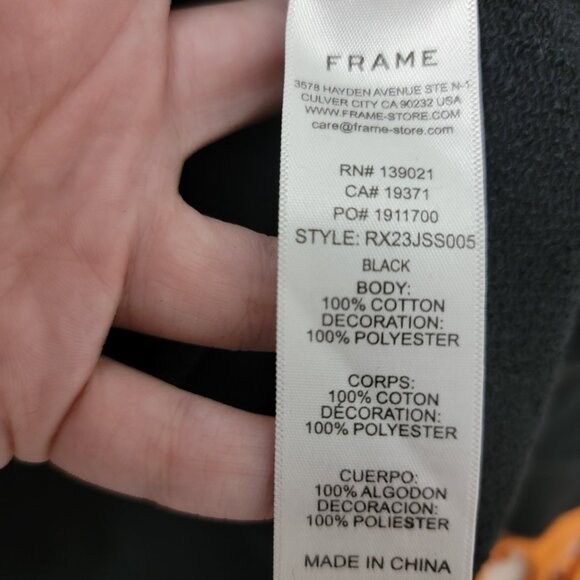 Frame x Ritz Paris Unisex Late Check Out Crewneck Sweatshirt Black Large - Picture 6 of 7